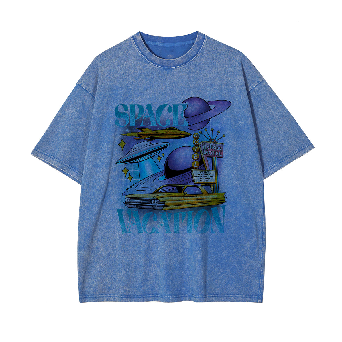 Space Vacation Washed Graphic Tee-INNBLAC Fashion Apparel