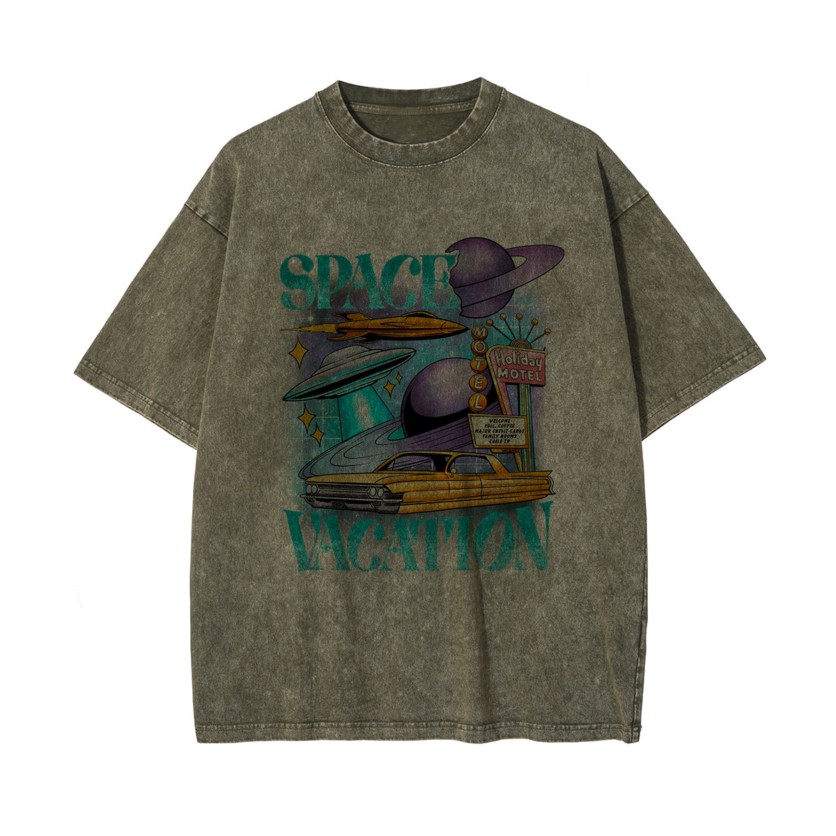 Space Vacation Washed Graphic Tee-INNBLAC Fashion Apparel