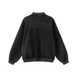 Stand Collar Double Zip Washed Sweatshirt-INNBLAC Fashion Apparel
