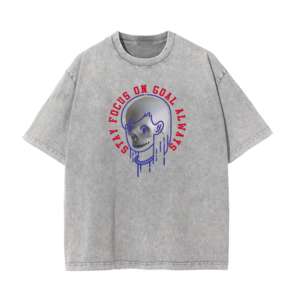 Stay Focus On Goal Always Graphic Washed Tee-INNBLAC Fashion Apparel