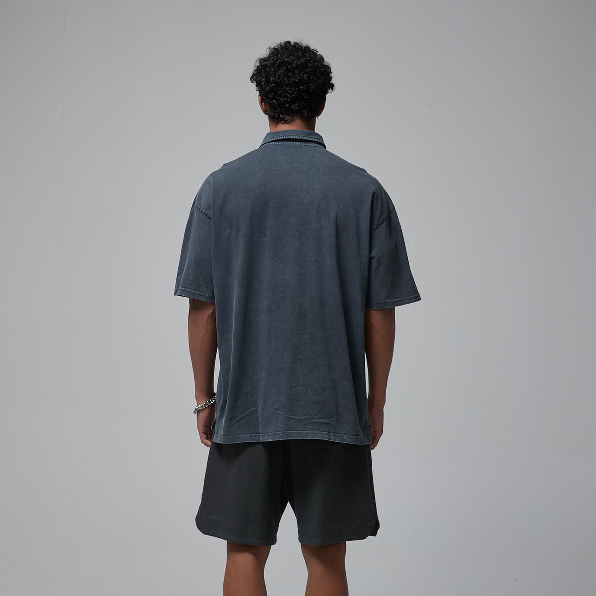 Stone Wash Heavy Collar T Shirt 7.5oz-INNBLAC Fashion Apparel