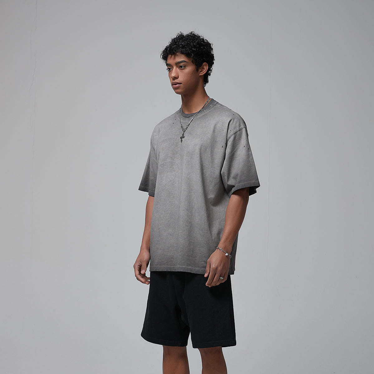 Stone Wash Faded Distressed Tee 7.5oz-INNBLAC Fashion Apparel