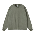 Stone Wash Long Sleeve T Shirt-INNBLAC Fashion Apparel