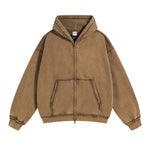 Women's Stone Wash Double Slider Zip Hoodie-INNBLAC Fashion Apparel