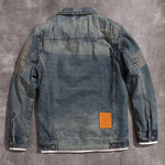 Striped Pattern Ripped Trucker Jacket-INNBLAC Fashion Apparel