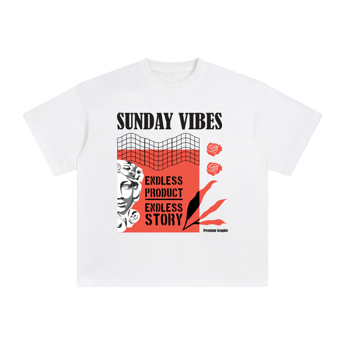 Sunday Vibes Abstract Graphic Tee-INNBLAC Fashion Apparel