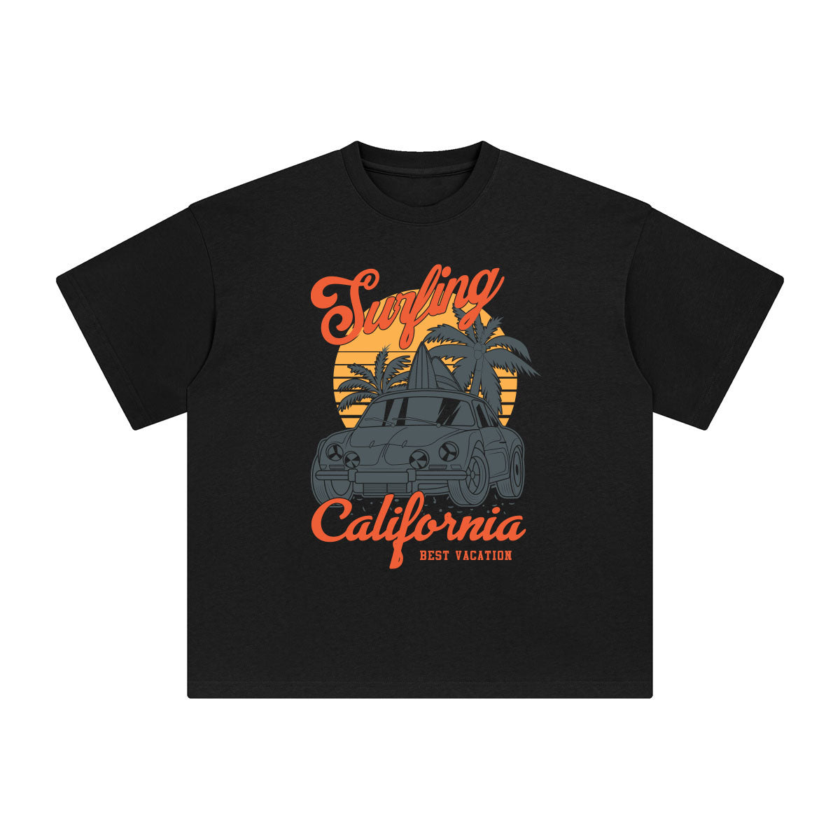 Surfing California Vacation Graphic Tee-INNBLAC Fashion Apparel