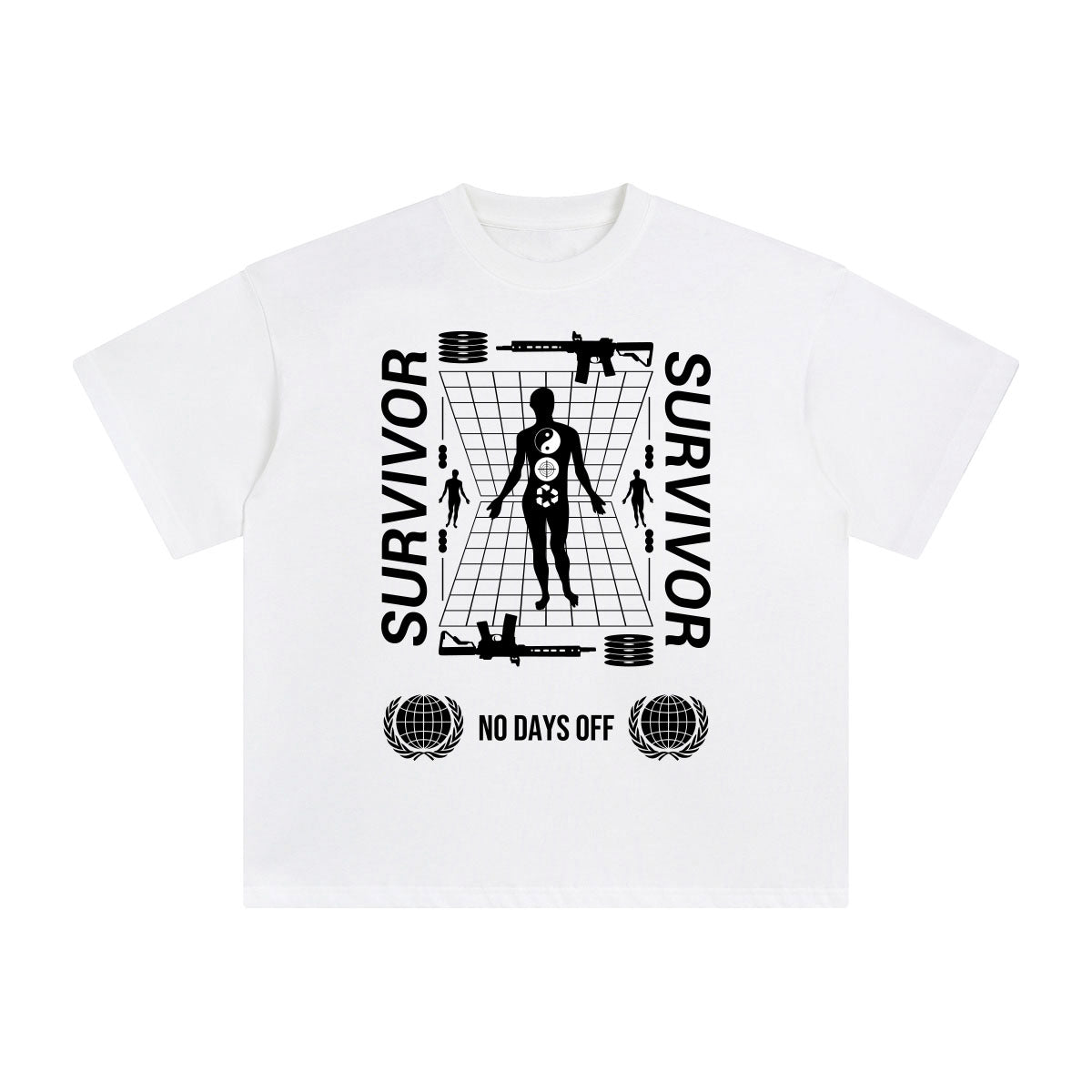 Survivor No Days Off Abstract Graphic Tee-INNBLAC Fashion Apparel