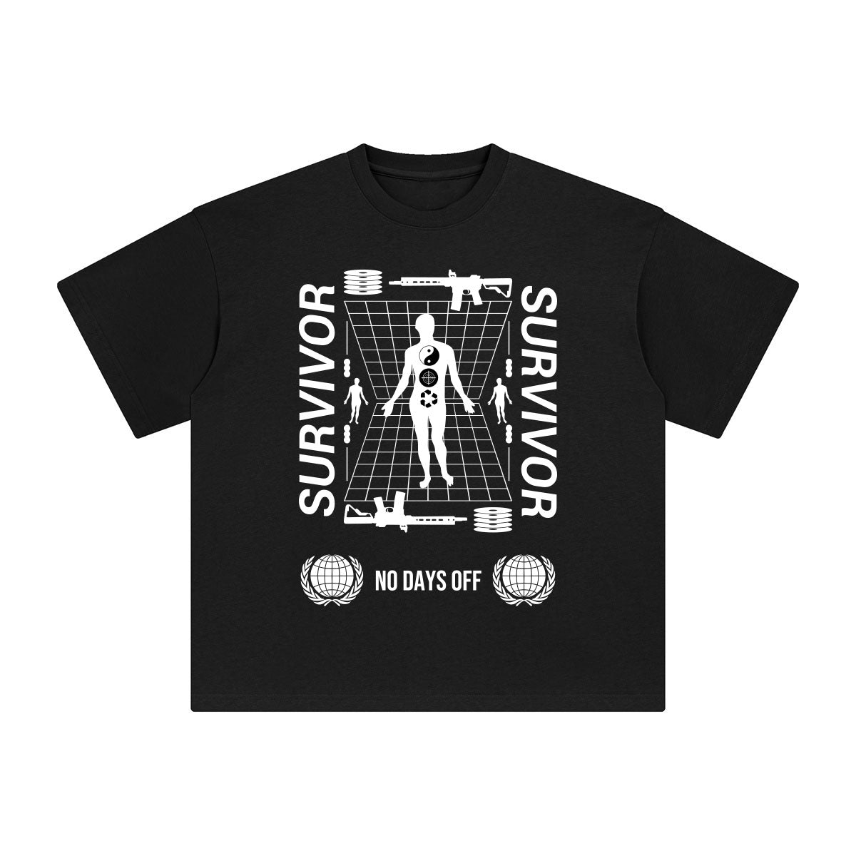 Survivor No Days Off Abstract Graphic Tee-INNBLAC Fashion Apparel