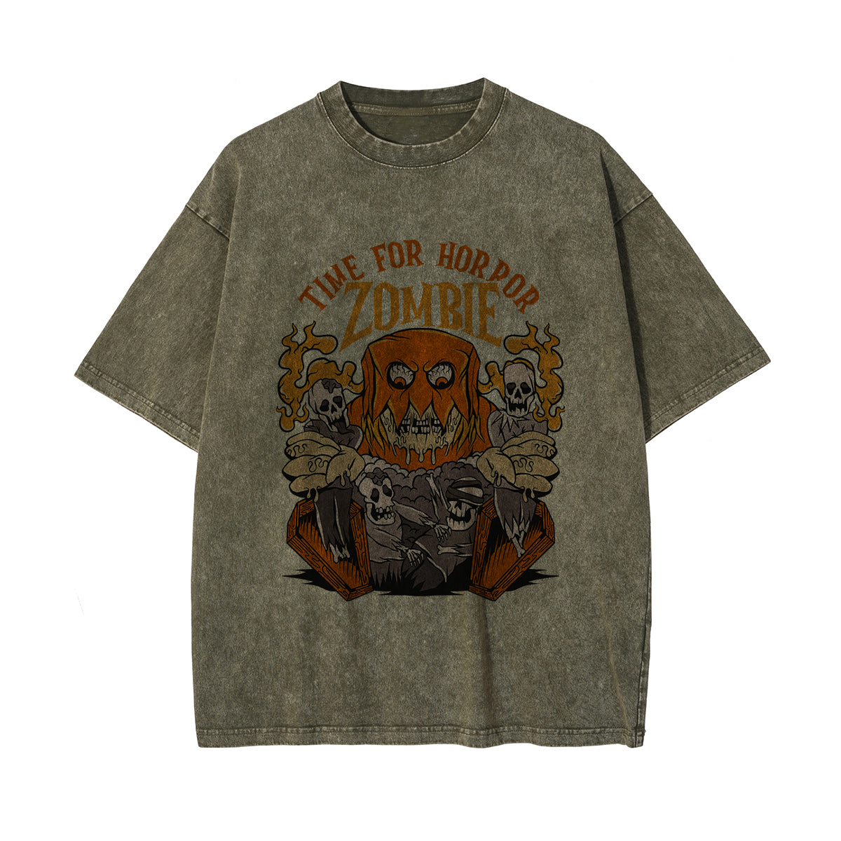 Time For Horror Graphic Washed Tee-INNBLAC Fashion Apparel