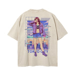 Tokyo City Graphic Washed Tee-INNBLAC Fashion Apparel