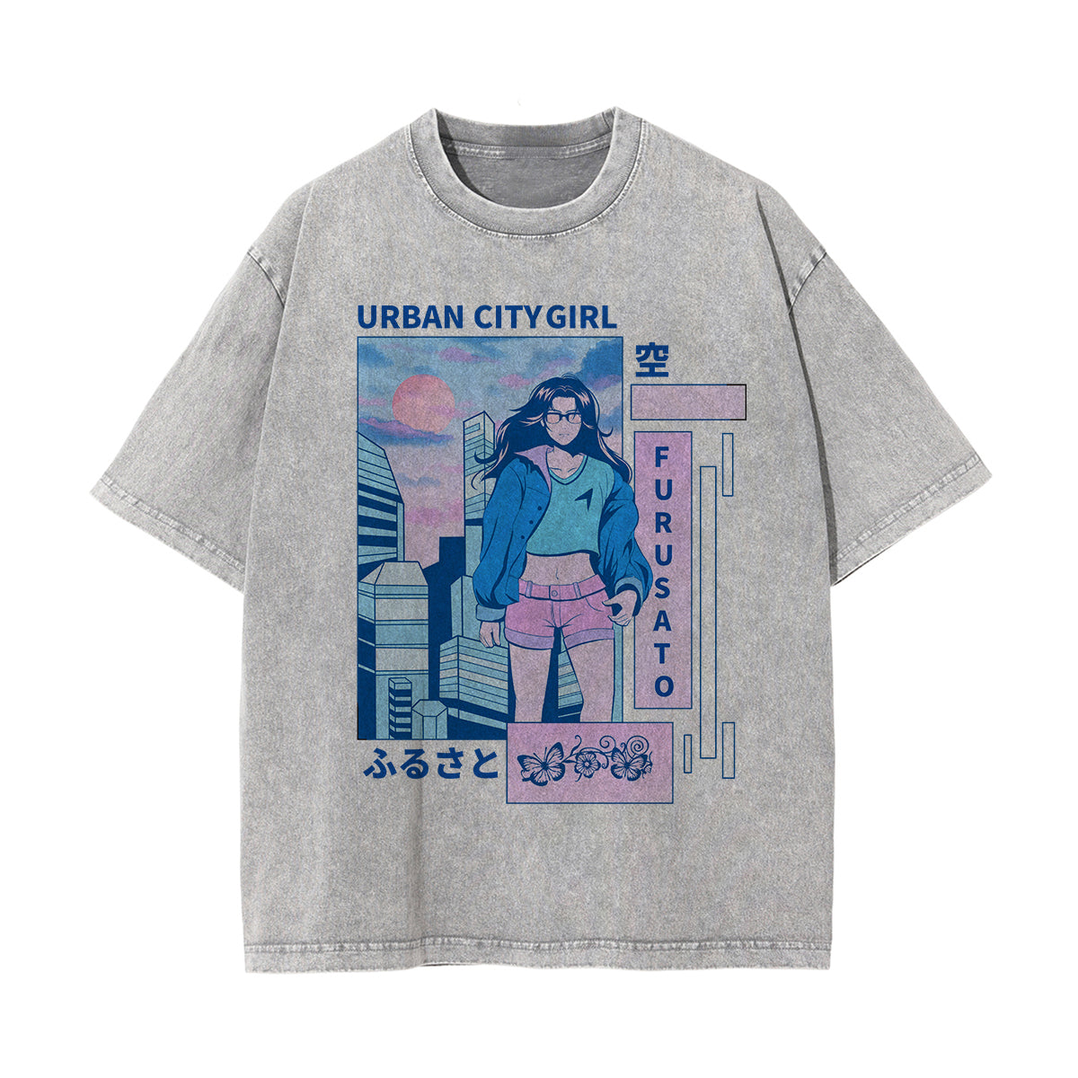 Urban City Girl Graphic Washed Tee-INNBLAC Fashion Apparel
