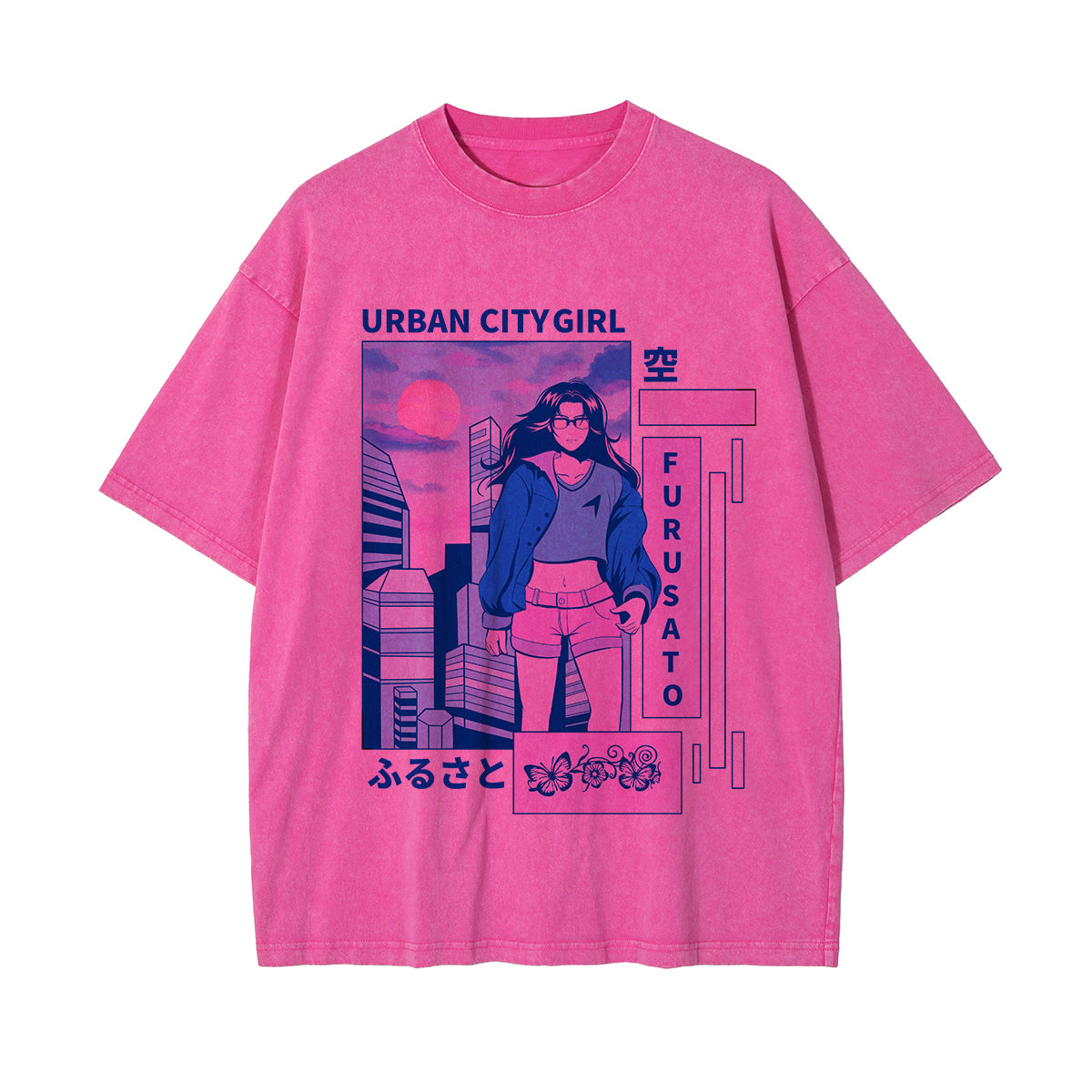 Urban City Girl Graphic Washed Tee-INNBLAC Fashion Apparel