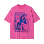 Urban City Girl Graphic Washed Tee-INNBLAC Fashion Apparel
