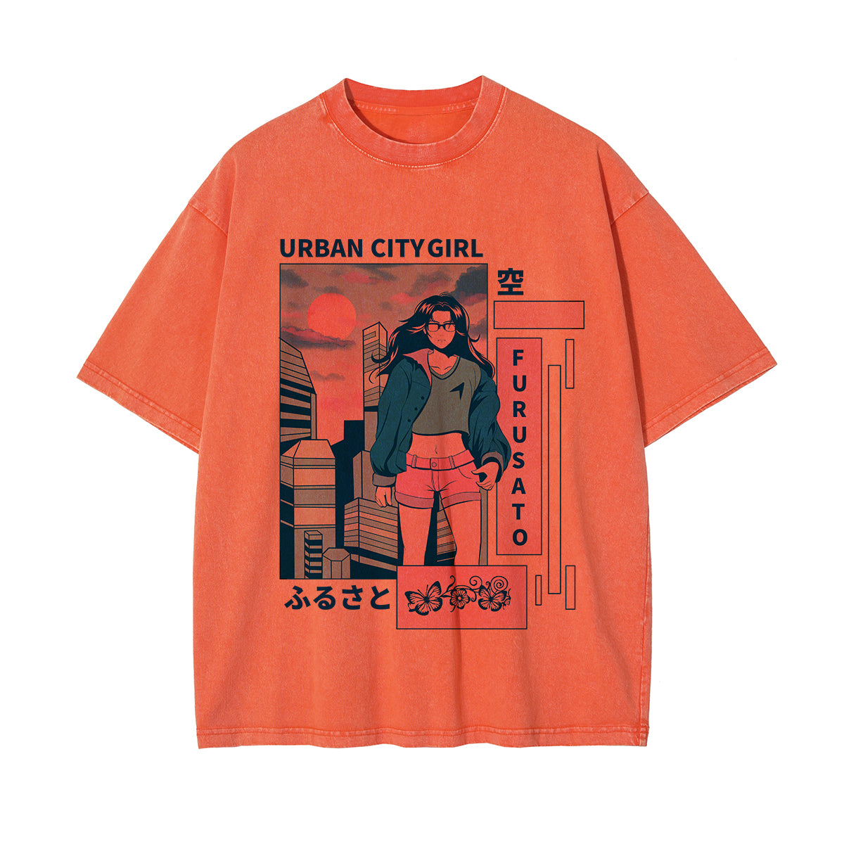 Urban City Girl Graphic Washed Tee-INNBLAC Fashion Apparel