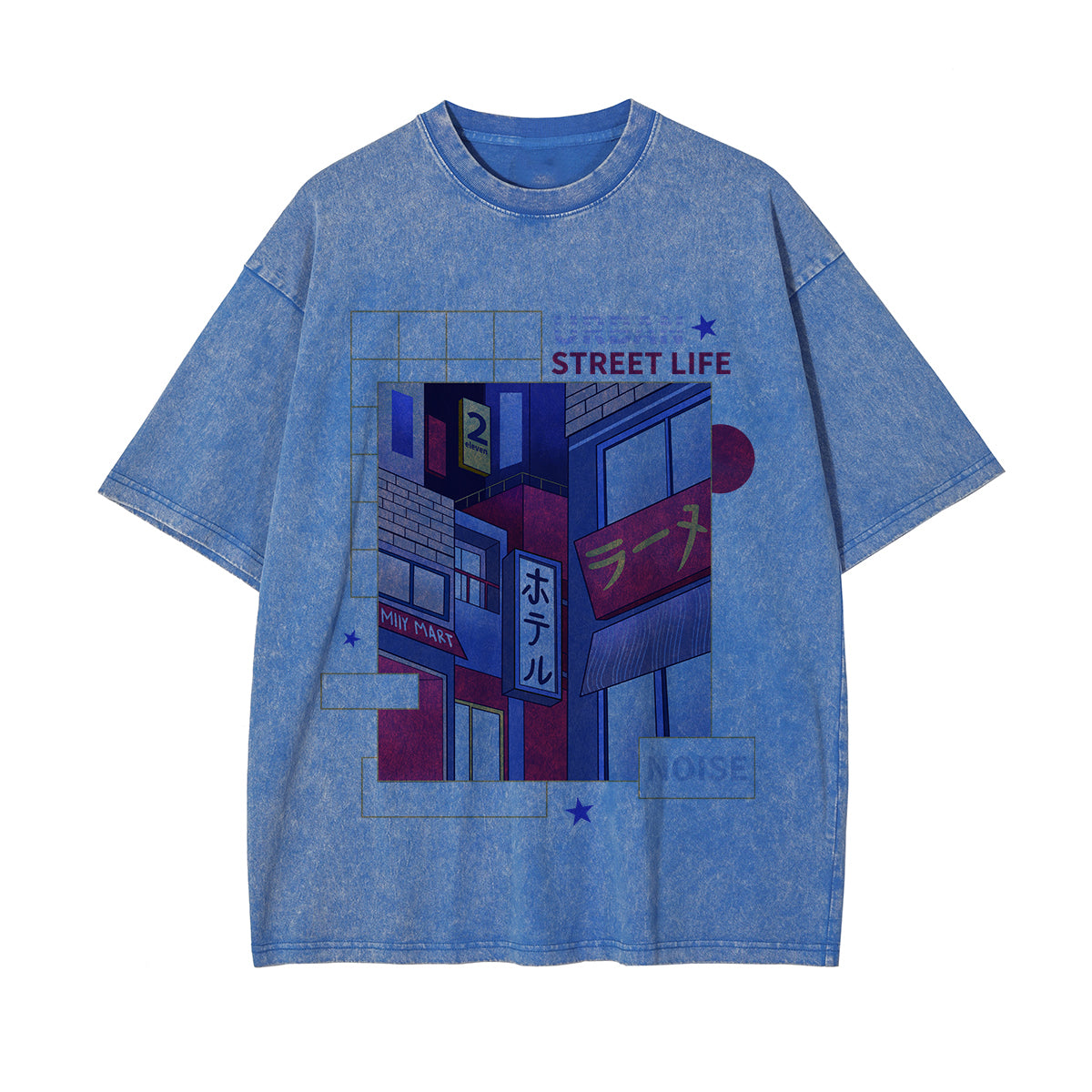Urban Japanese City Graphic Washed Tee-INNBLAC Fashion Apparel