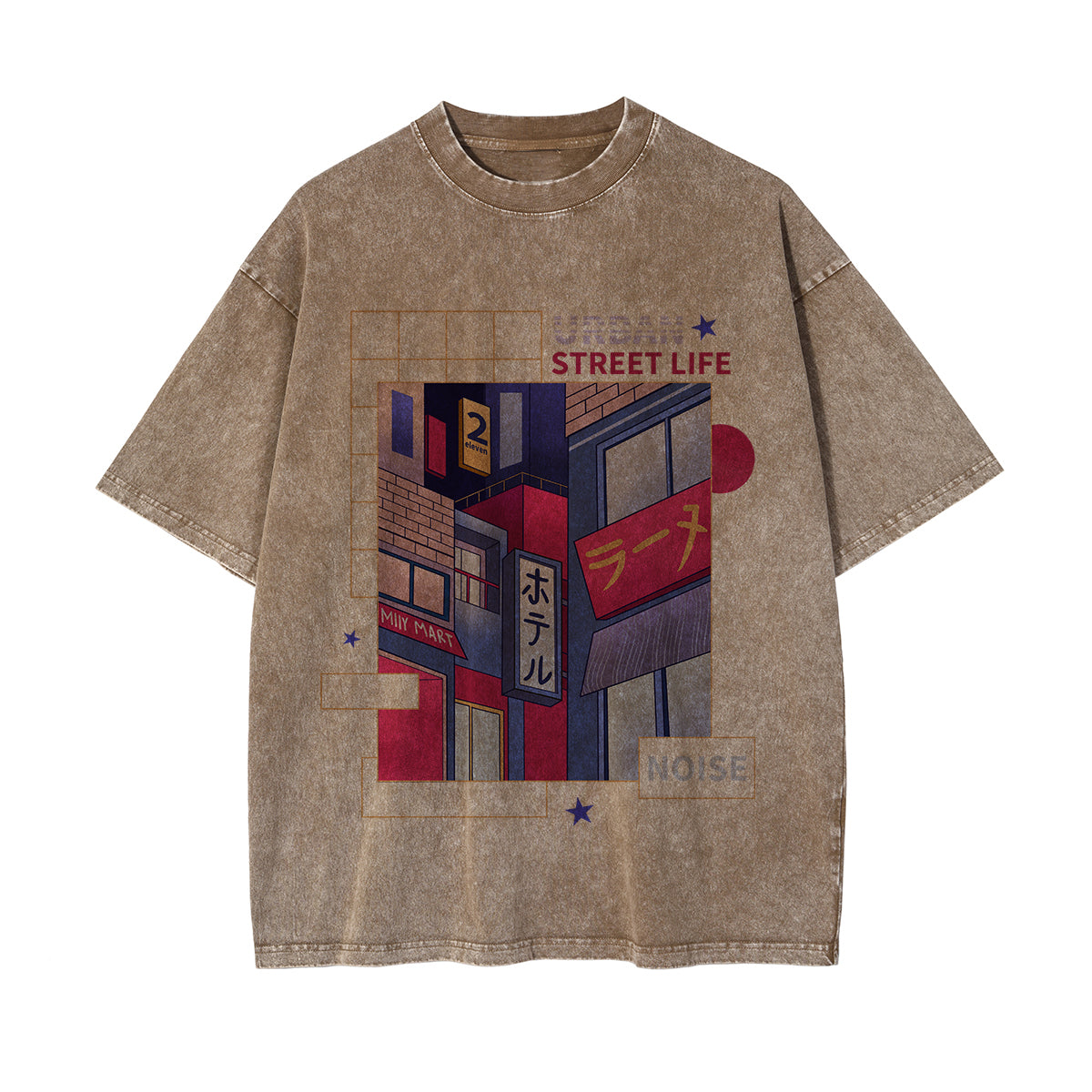 Urban Japanese City Graphic Washed Tee-INNBLAC Fashion Apparel