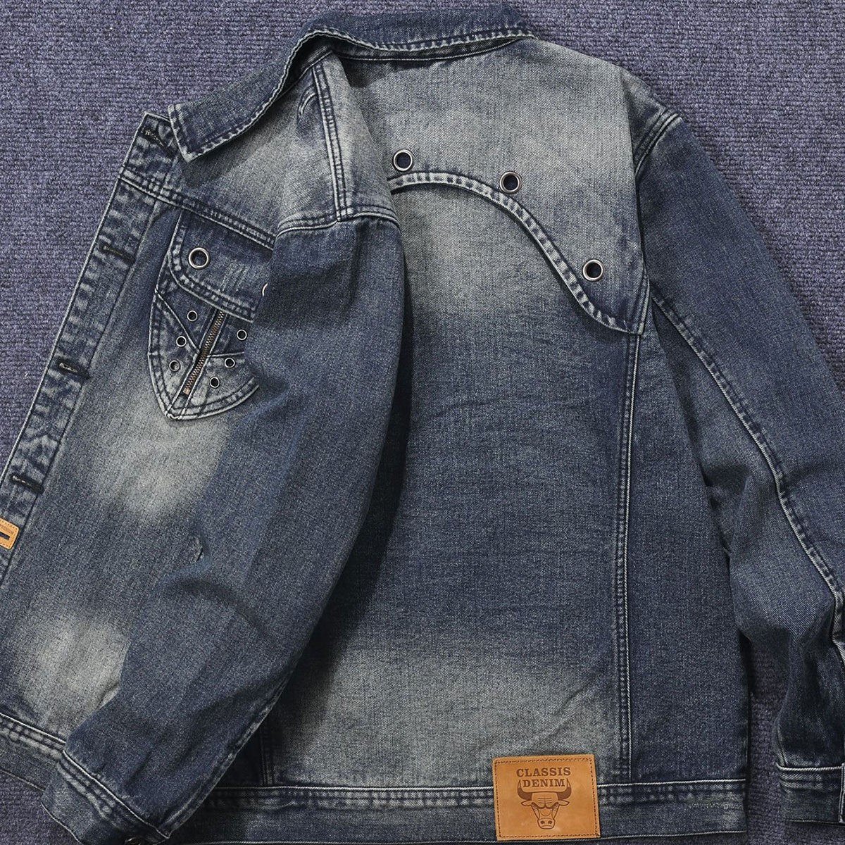 Vintage Wash Denim Trucker Jacket-INNBLAC Fashion Apparel