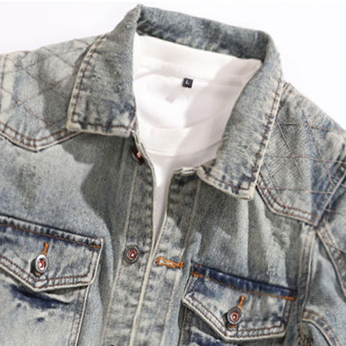 Selvedge Faded Denim Trucker Jacket-INNBLAC Fashion Apparel