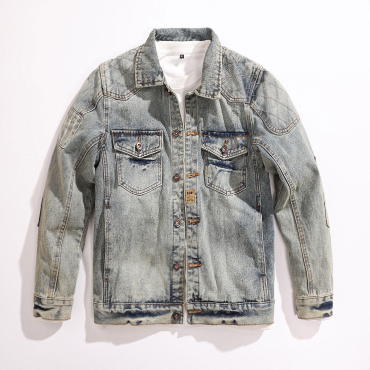 Selvedge Faded Denim Trucker Jacket-INNBLAC Fashion Apparel