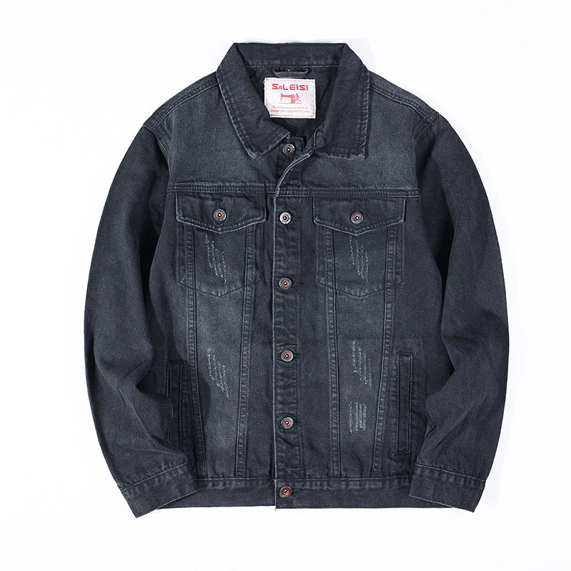 Vintage Washed Ripped Denim Jacket-INNBLAC Fashion Apparel
