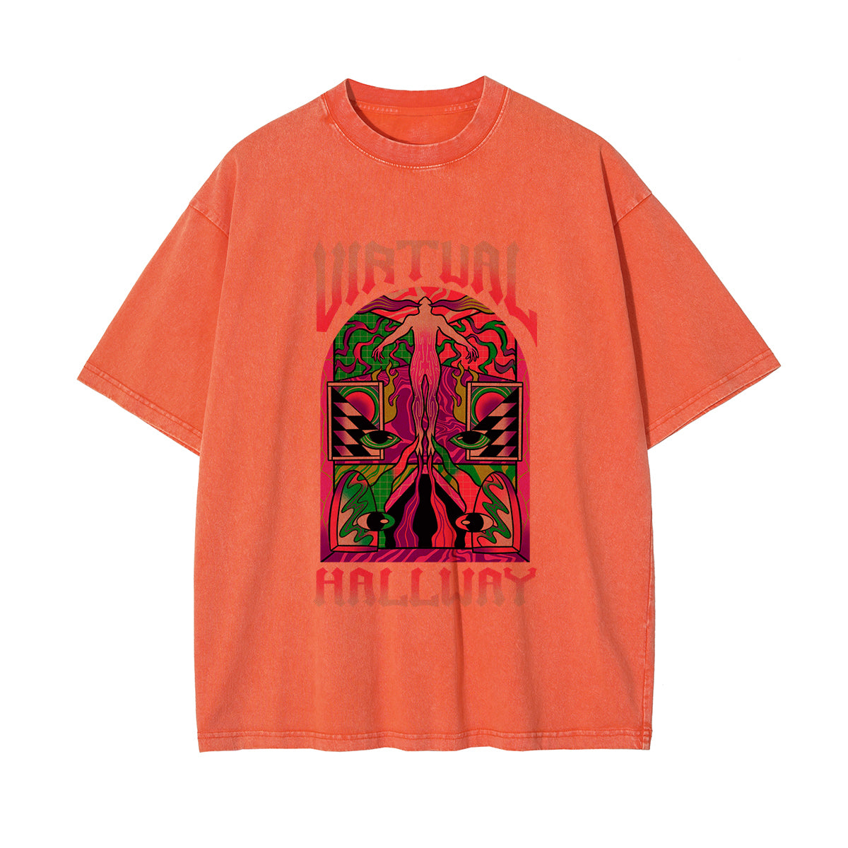 Virtual Hallway Washed Graphic Tee-INNBLAC Fashion Apparel
