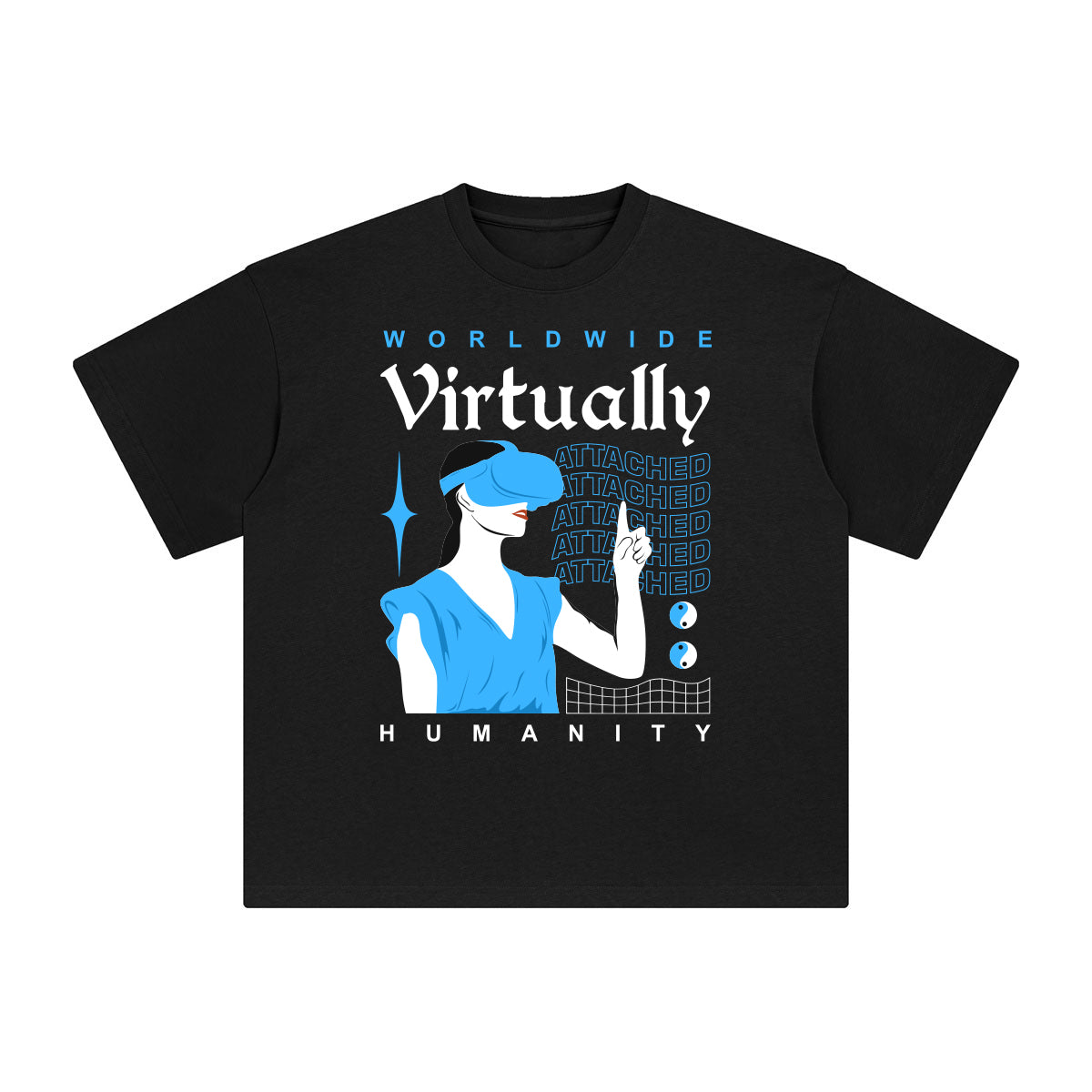Virtually Attached Abstract Graphic Tee-INNBLAC Fashion Apparel