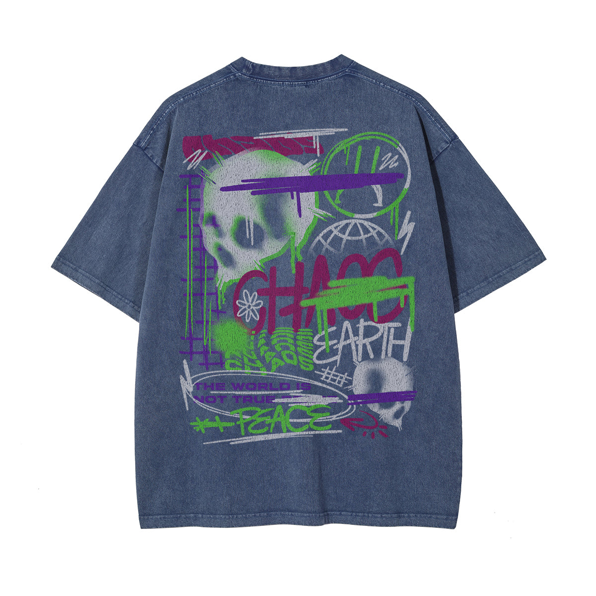 Washed Aesthetic Skull Graphic Tee-INNBLAC Fashion Apparel