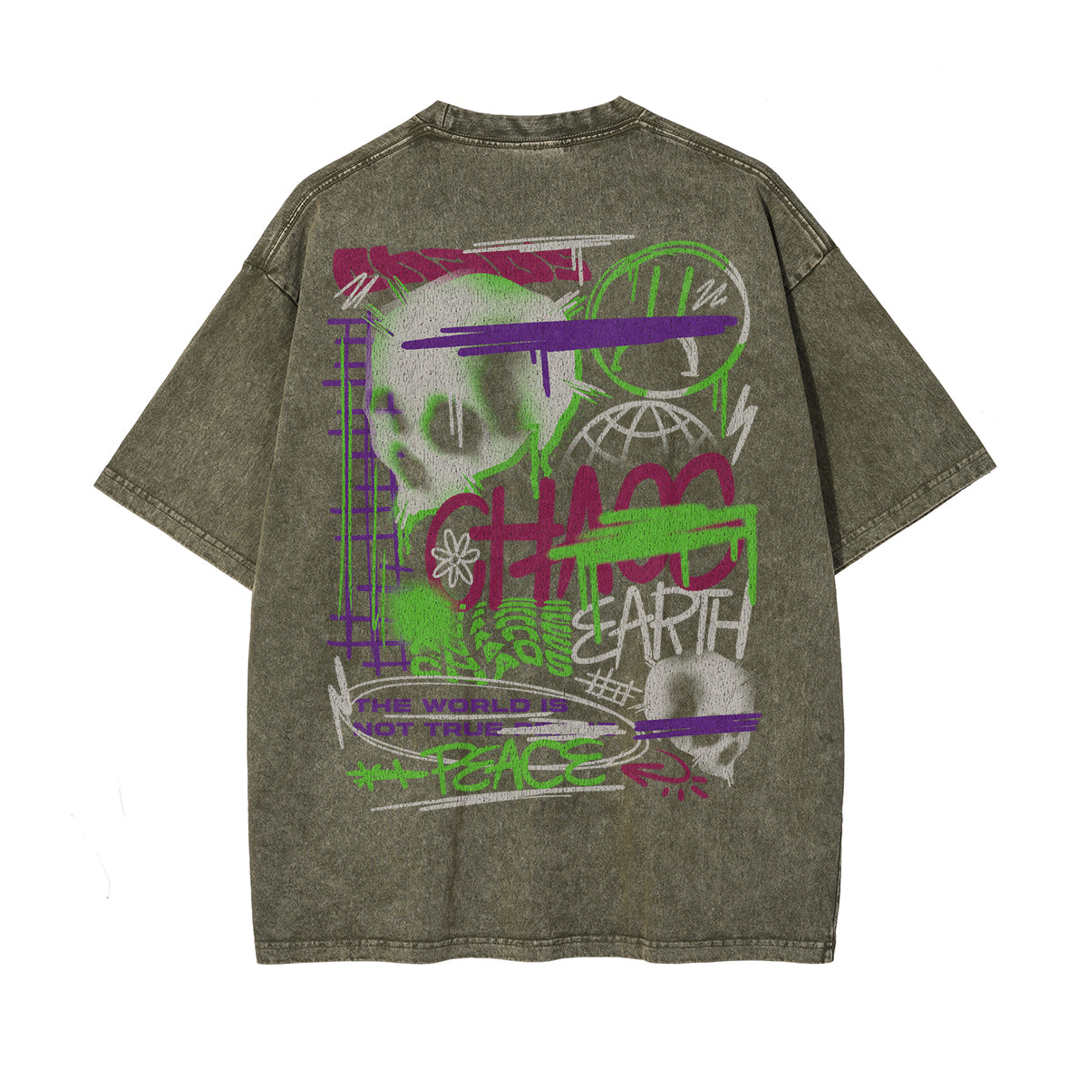Washed Aesthetic Skull Graphic Tee-INNBLAC Fashion Apparel
