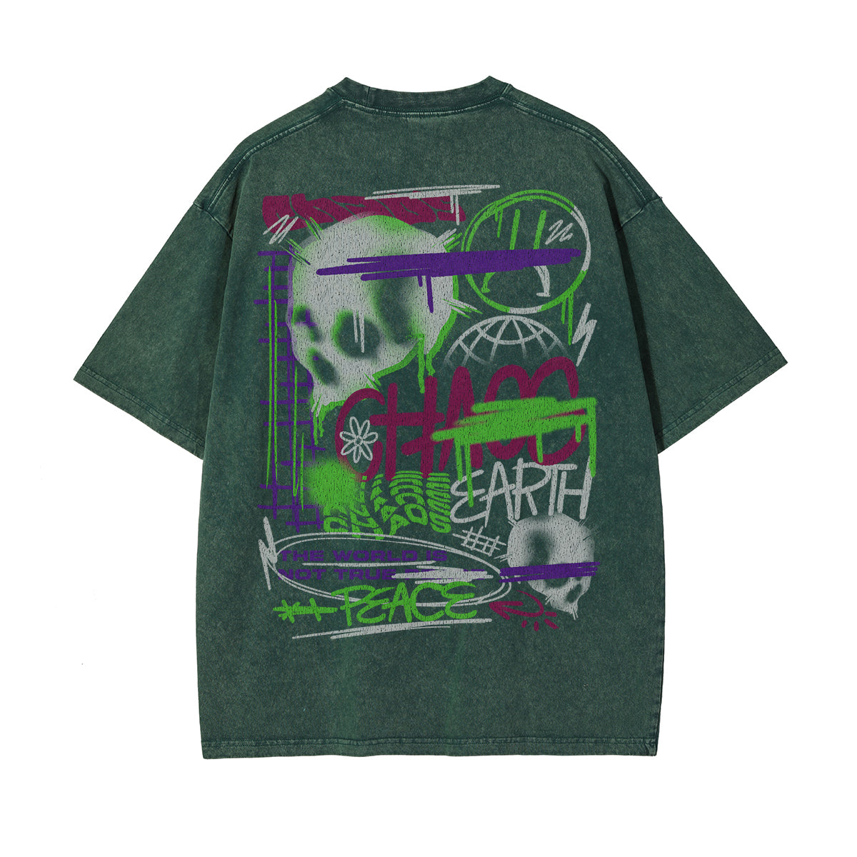 Washed Aesthetic Skull Graphic Tee-INNBLAC Fashion Apparel