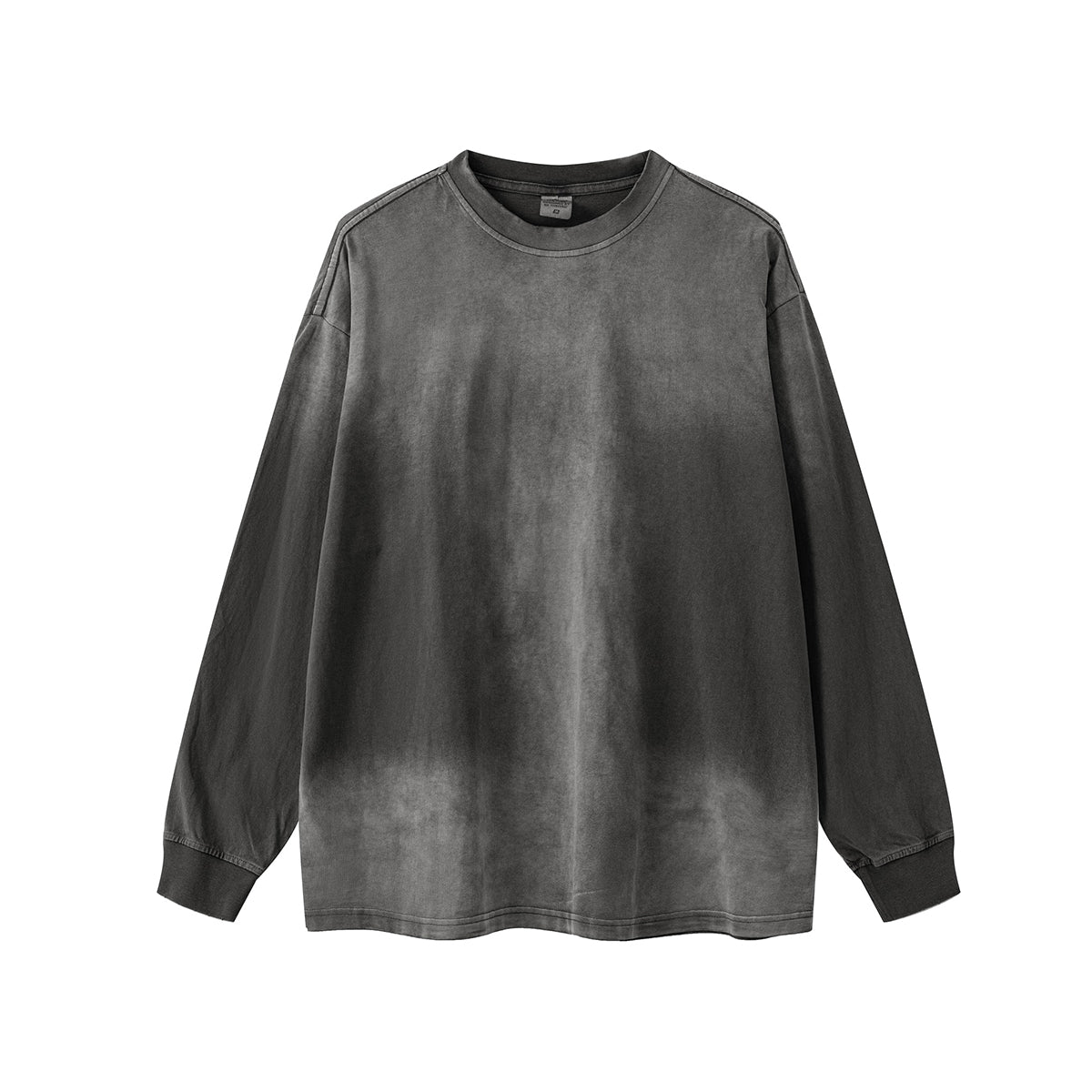Acid Washed Faded Long Sleeve T Shirt-INNBLAC Fashion Apparel