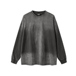 Acid Washed Faded Long Sleeve T Shirt-INNBLAC Fashion Apparel