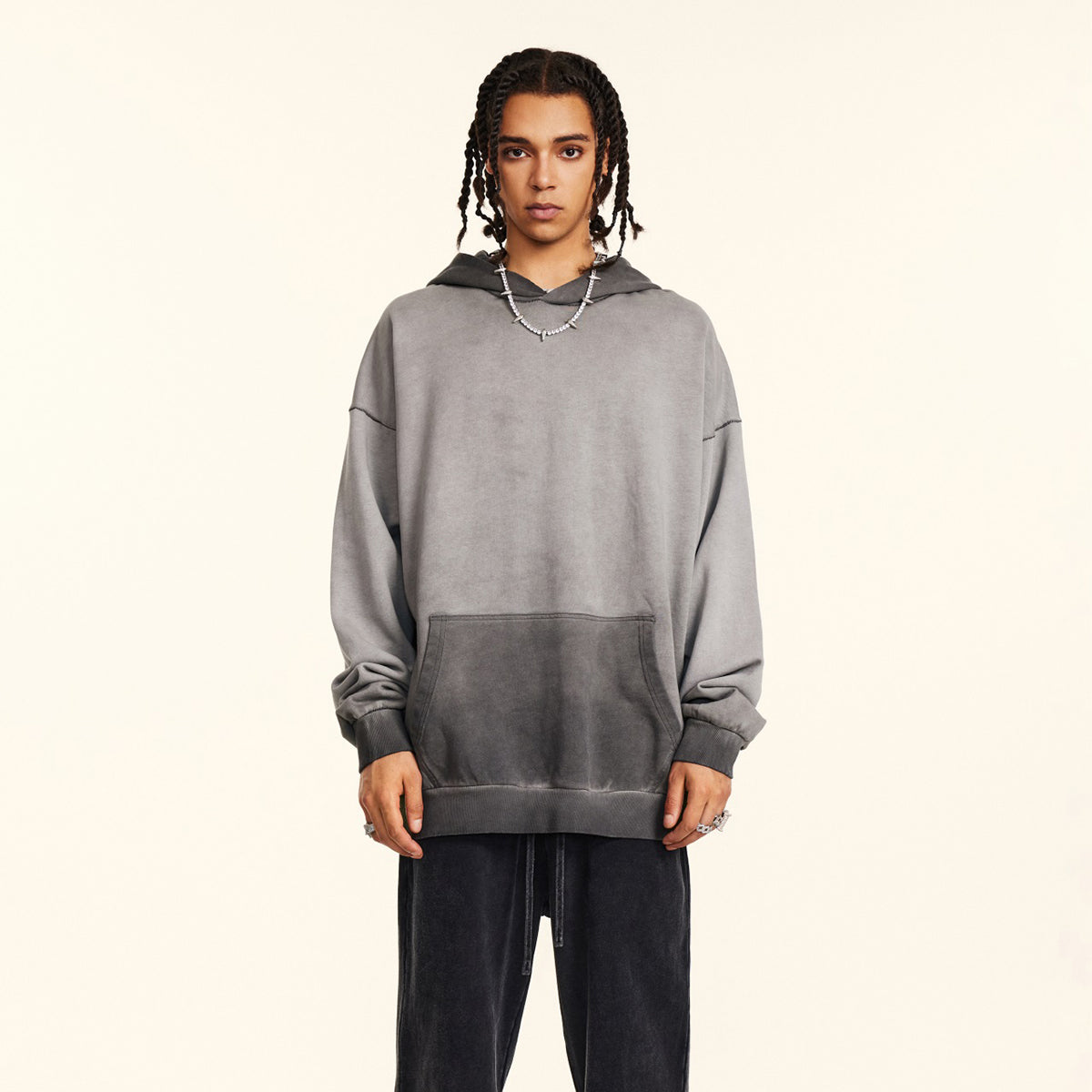 Washed Kangaroo Pocket Hoodie-INNBLAC Fashion Apparel