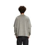 Distressed Hem Mock Two Piece Sweatshirt-INNBLAC Fashion Apparel