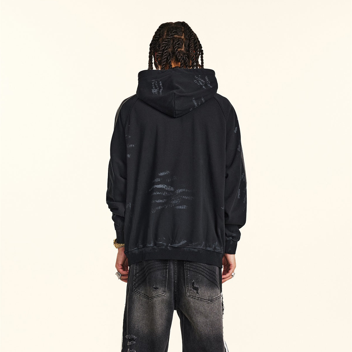 Brush Graffiti Paint Flatlock Stitching Hoodie-INNBLAC Fashion Apparel