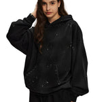 Women's Acid Wash Faded Ripped Hoodie-INNBLAC Fashion Apparel