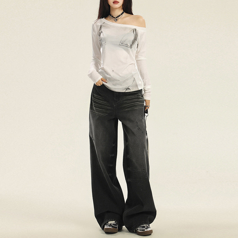 Whiskers Distressed Straight Leg Jeans-INNBLAC Fashion Apparel