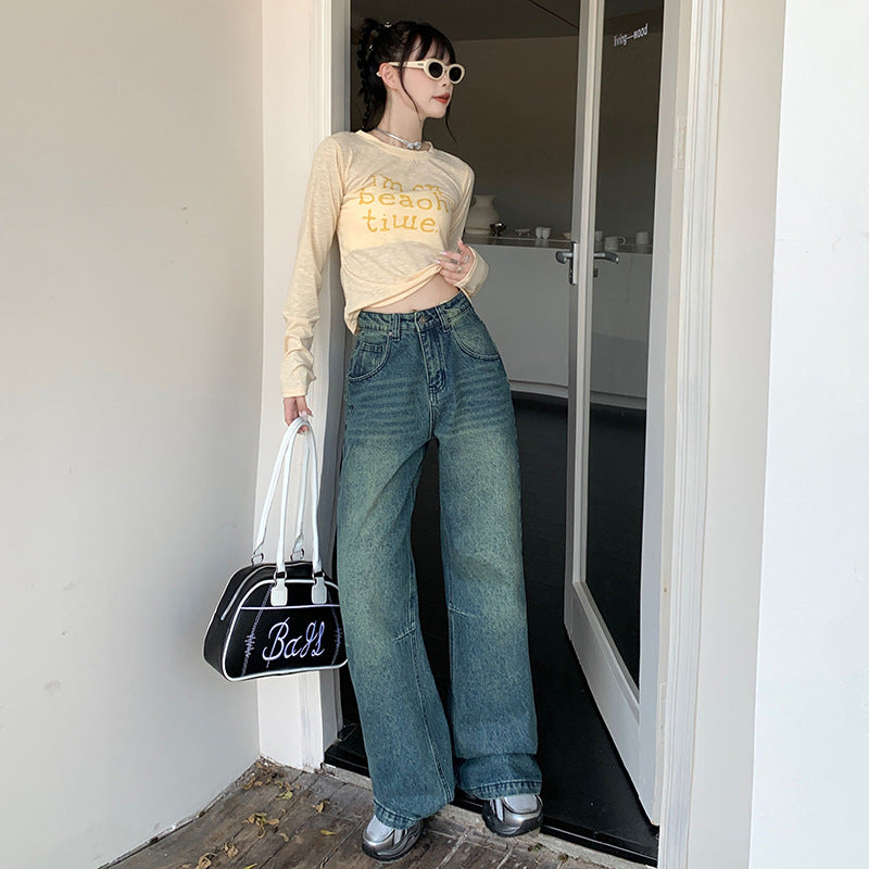 Whiskers Straight Leg Jeans-INNBLAC Fashion Apparel