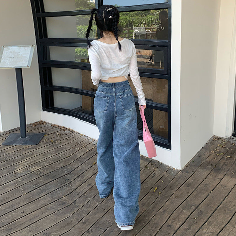 Whiskers Straight Leg Jeans-INNBLAC Fashion Apparel