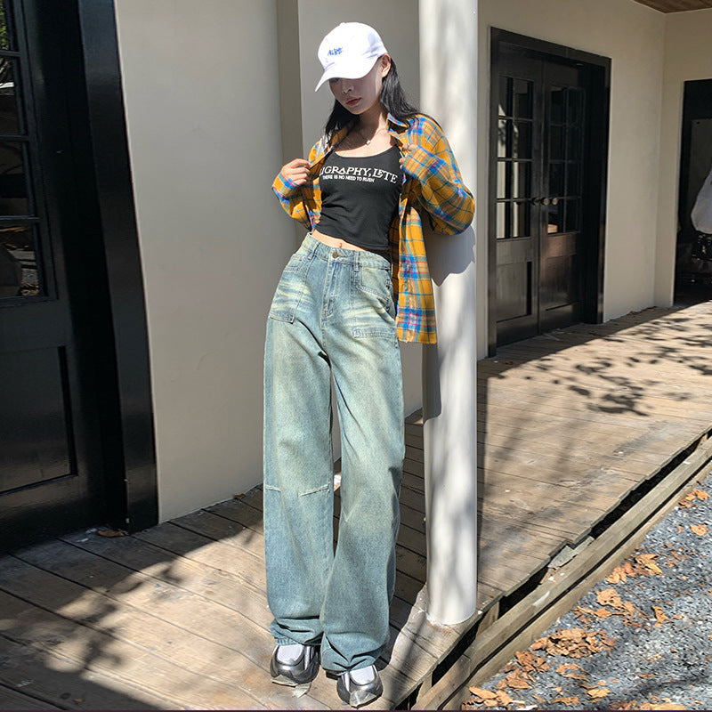 Whiskers Straight Leg Jeans-INNBLAC Fashion Apparel