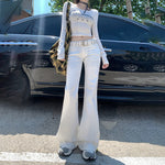 White Low Rise Skinny Flare Jeans-INNBLAC Fashion Apparel