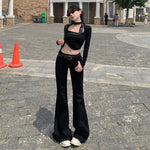 White Low Rise Skinny Flare Jeans-INNBLAC Fashion Apparel