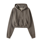Women's Double Slider Zip Crop Hoodie-INNBLAC Fashion Apparel