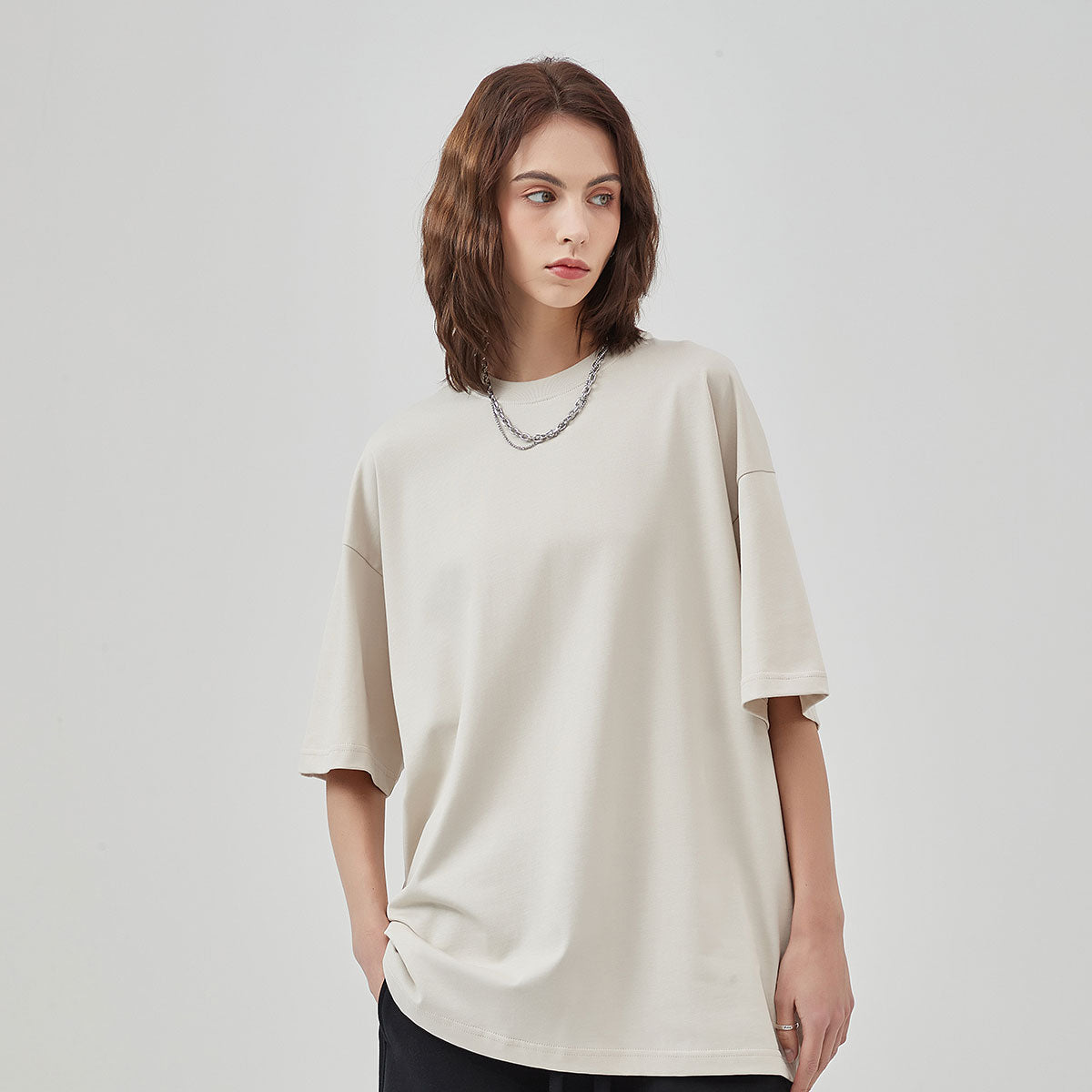 Women's Drop Shoulder Basic Tee 6.7oz-INNBLAC Fashion Apparel