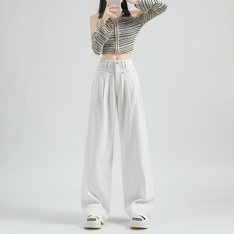 Women's Straight Leg Wrinkle Jeans-INNBLAC Fashion Apparel