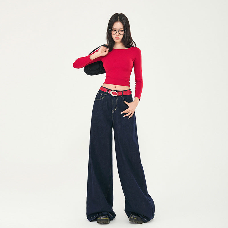 Women's Wid Leg Mopping Jeans-INNBLAC Fashion Apparel