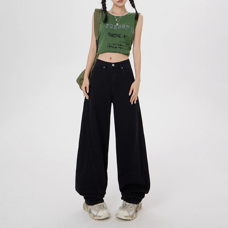 Women's Wide Leg Black Jeans-INNBLAC Fashion Apparel