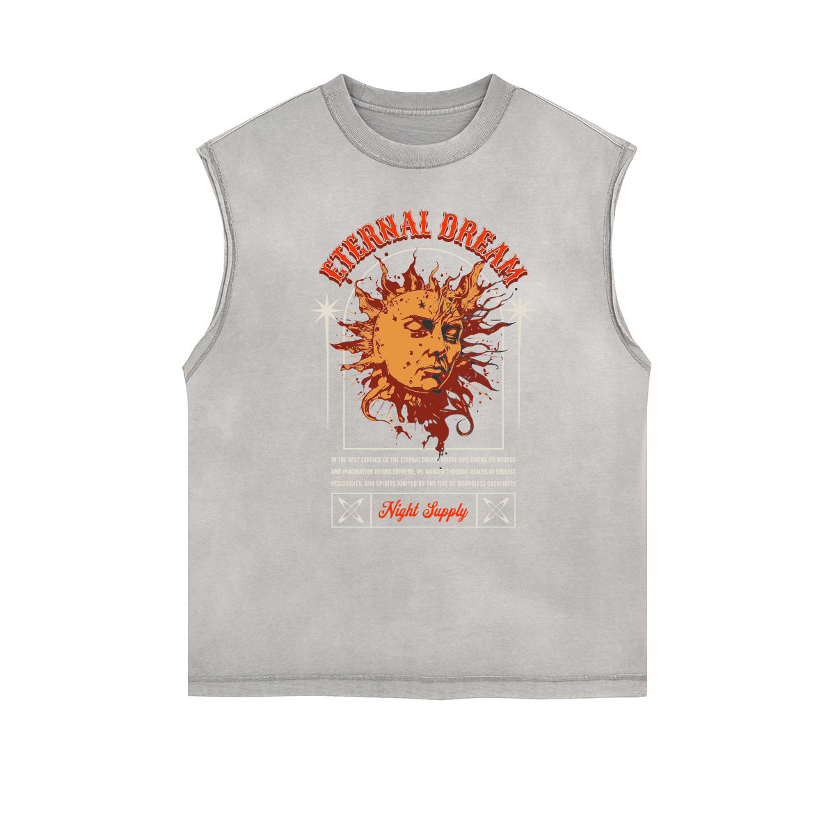 Camiseta sin mangas con estampado desgastado de vacaciones de verano