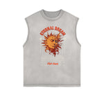 Camiseta sin mangas con estampado desgastado de vacaciones de verano