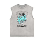 Camiseta sin mangas con estampado desgastado de vacaciones de verano